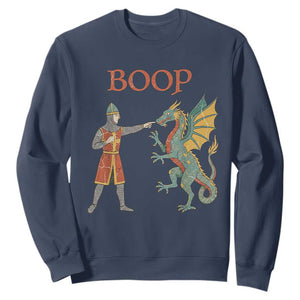 Funny Boop Medieval Knight Poking Dragon Graphic Sweatshirt Vintage Renaissance Faire Fantasy Meme