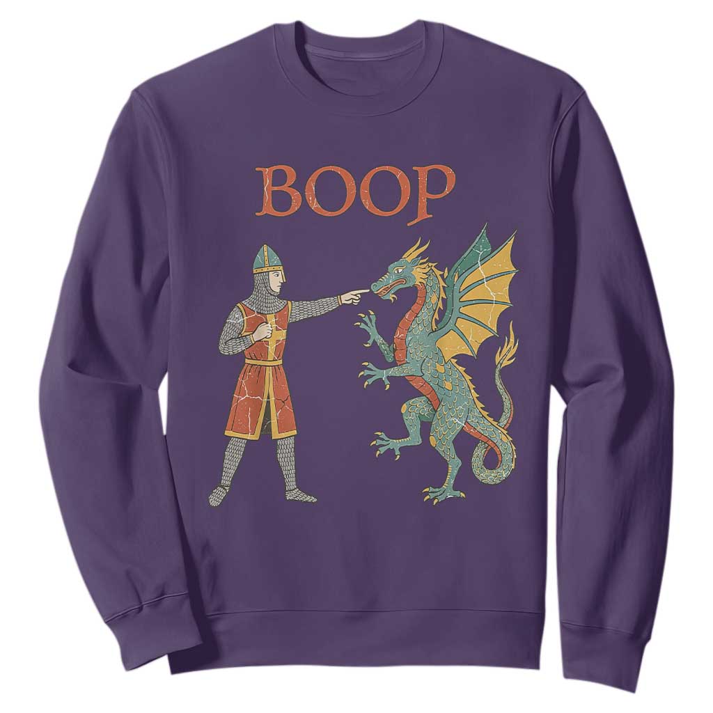 Funny Boop Medieval Knight Poking Dragon Graphic Sweatshirt Vintage Renaissance Faire Fantasy Meme