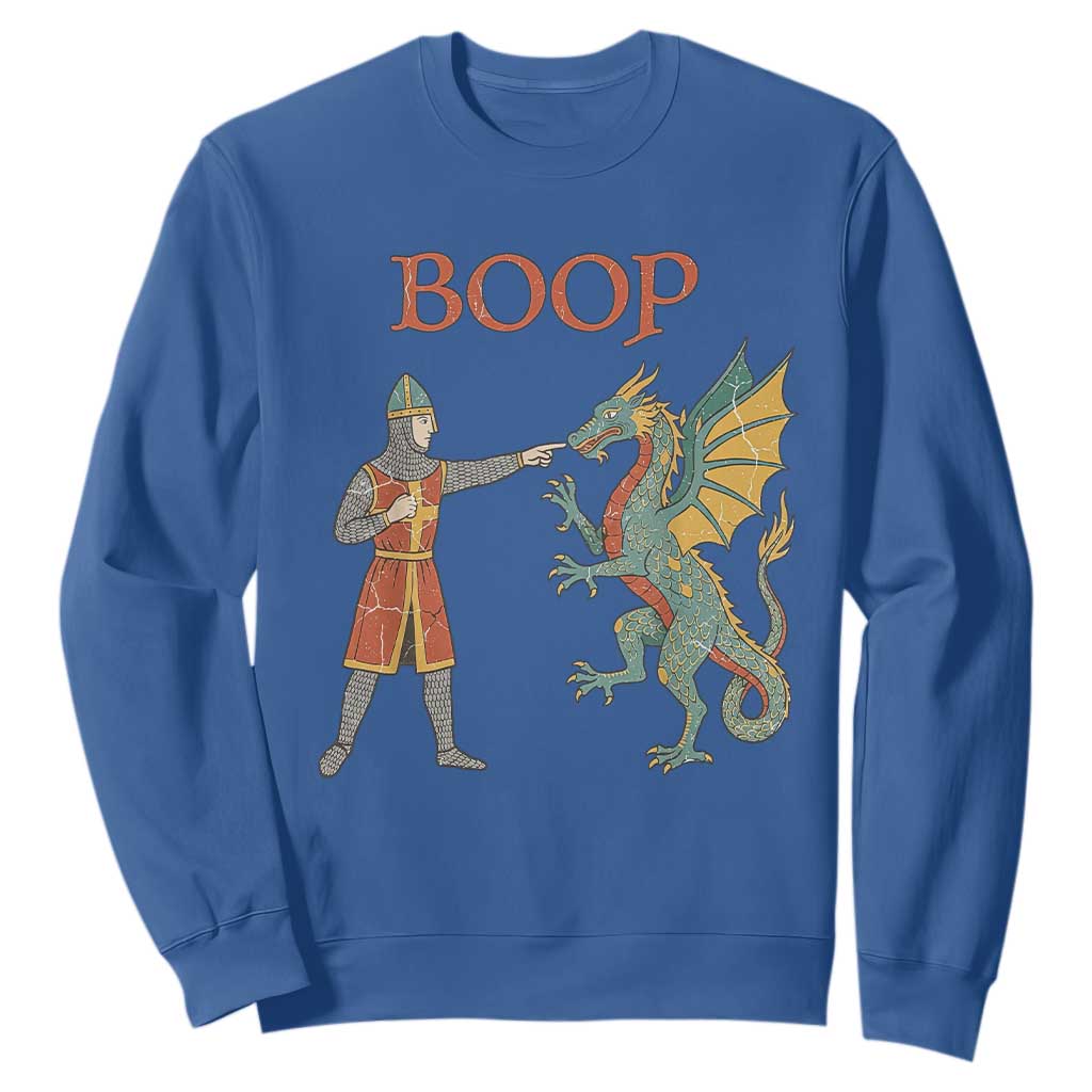 Funny Boop Medieval Knight Poking Dragon Graphic Sweatshirt Vintage Renaissance Faire Fantasy Meme