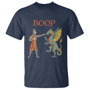 Funny Boop Medieval Knight Poking Dragon Graphic T Shirt Vintage Renaissance Faire Fantasy Meme