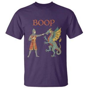 Funny Boop Medieval Knight Poking Dragon Graphic T Shirt Vintage Renaissance Faire Fantasy Meme