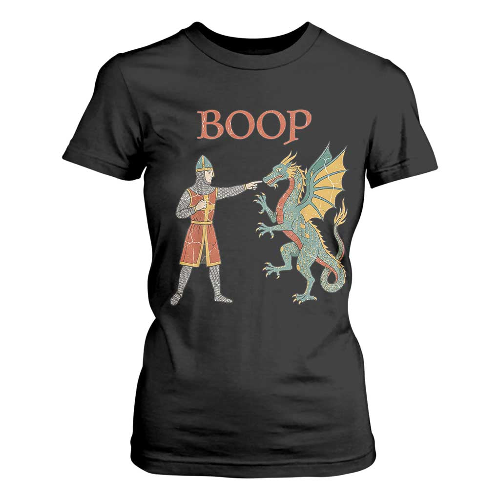 Funny Boop Medieval Knight Poking Dragon Graphic T Shirt For Women Vintage Renaissance Faire Fantasy Meme TS02 Black Print Your Wear