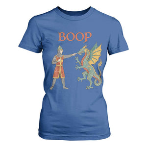 Funny Boop Medieval Knight Poking Dragon Graphic T Shirt For Women Vintage Renaissance Faire Fantasy Meme