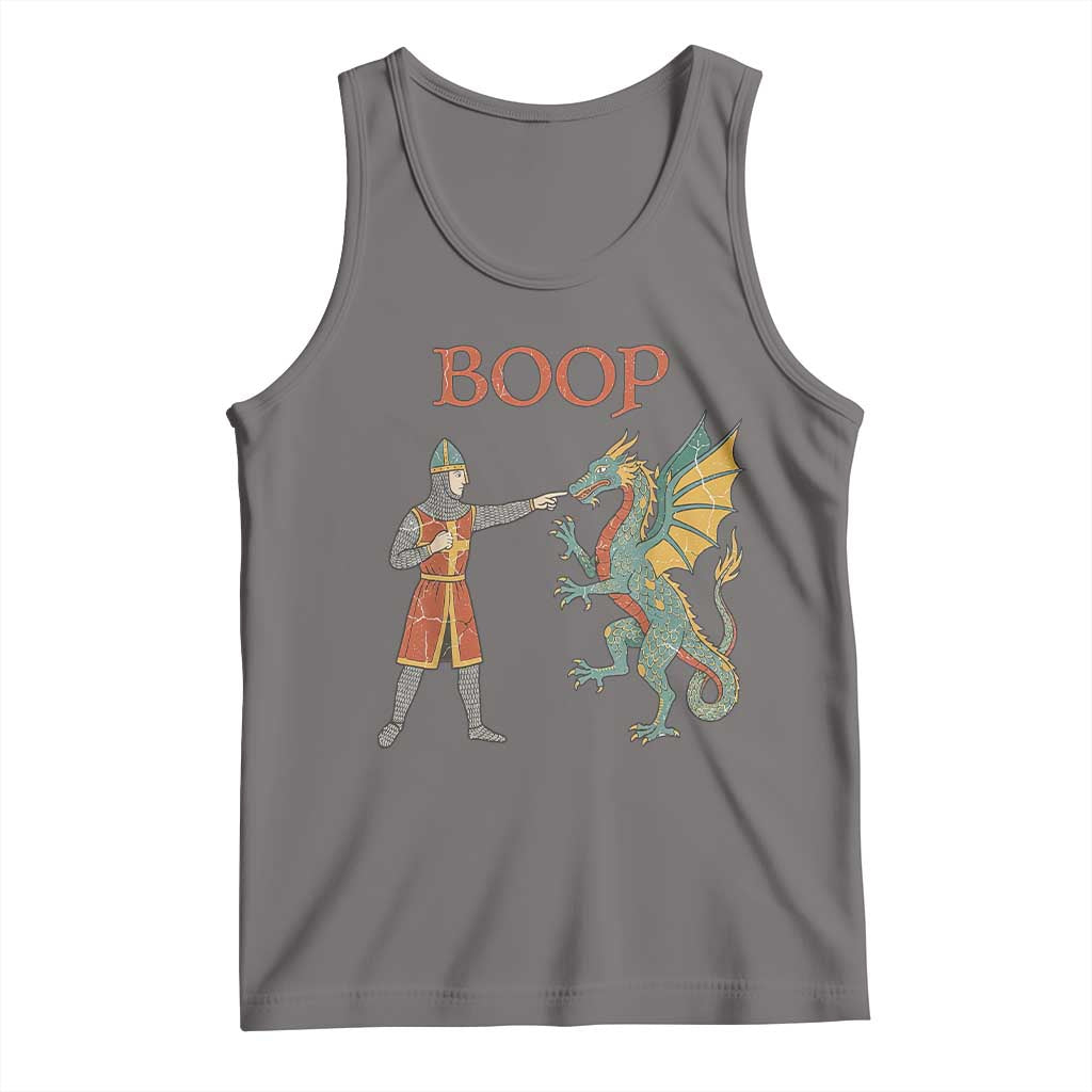 Funny Boop Medieval Knight Poking Dragon Graphic Tank Top Vintage Renaissance Faire Fantasy Meme