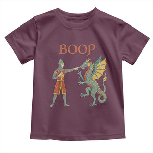 Funny Boop Medieval Knight Poking Dragon Graphic Toddler T Shirt Vintage Renaissance Faire Fantasy Meme