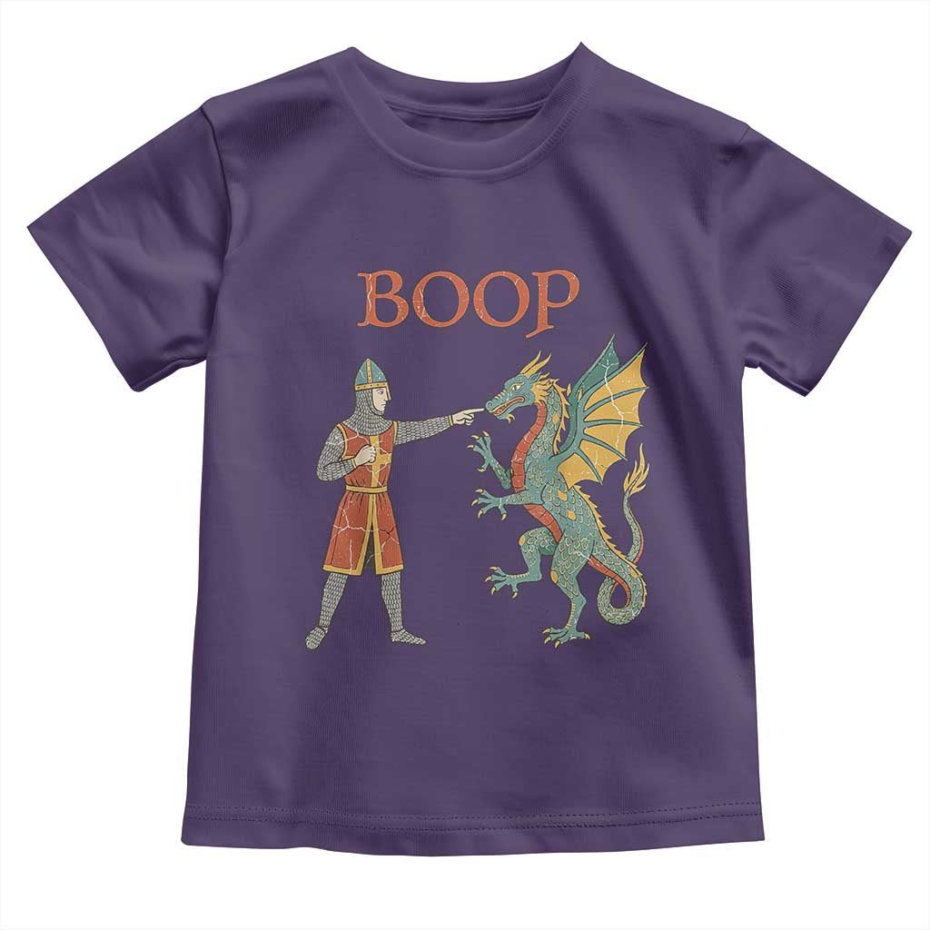 Funny Boop Medieval Knight Poking Dragon Graphic Toddler T Shirt Vintage Renaissance Faire Fantasy Meme