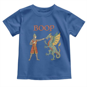 Funny Boop Medieval Knight Poking Dragon Graphic Toddler T Shirt Vintage Renaissance Faire Fantasy Meme