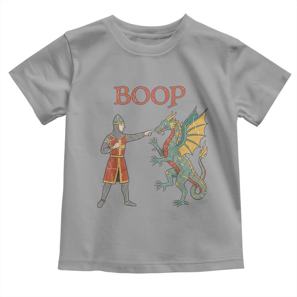 Funny Boop Medieval Knight Poking Dragon Graphic Toddler T Shirt Vintage Renaissance Faire Fantasy Meme
