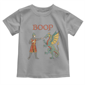 Funny Boop Medieval Knight Poking Dragon Graphic Toddler T Shirt Vintage Renaissance Faire Fantasy Meme