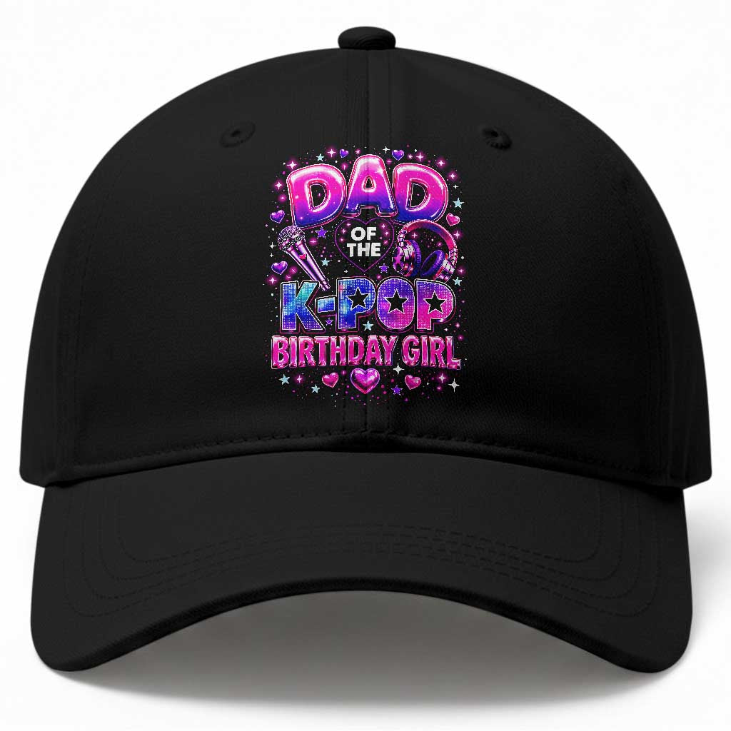 Dad Of The KPop Birthday Girl Glossy Balloon Music Lover Baseball Cap Cute Family Matching Party Graphic TS02 Print Your Wear