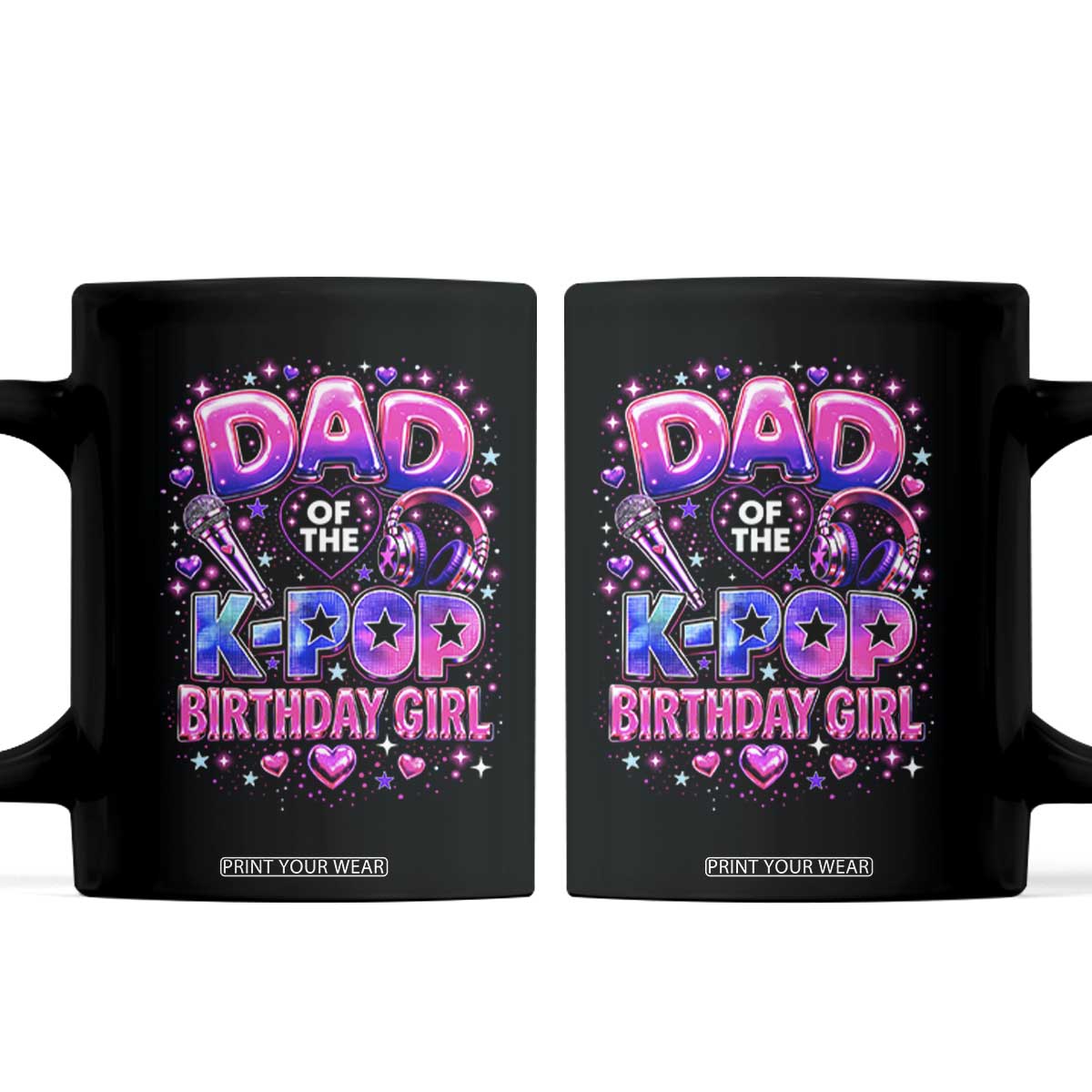 Dad Of The KPop Birthday Girl Glossy Balloon Music Lover Coffee Mug Cute Family Matching Party Graphic TS02 Black Print Your Wear