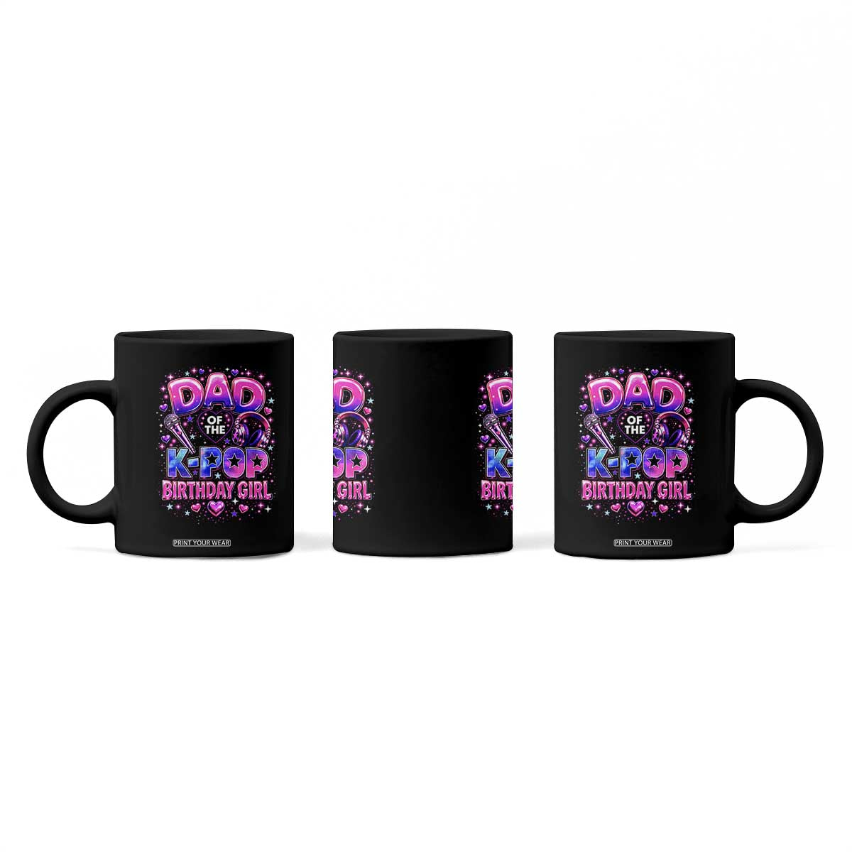 Dad Of The KPop Birthday Girl Glossy Balloon Music Lover Coffee Mug Cute Family Matching Party Graphic