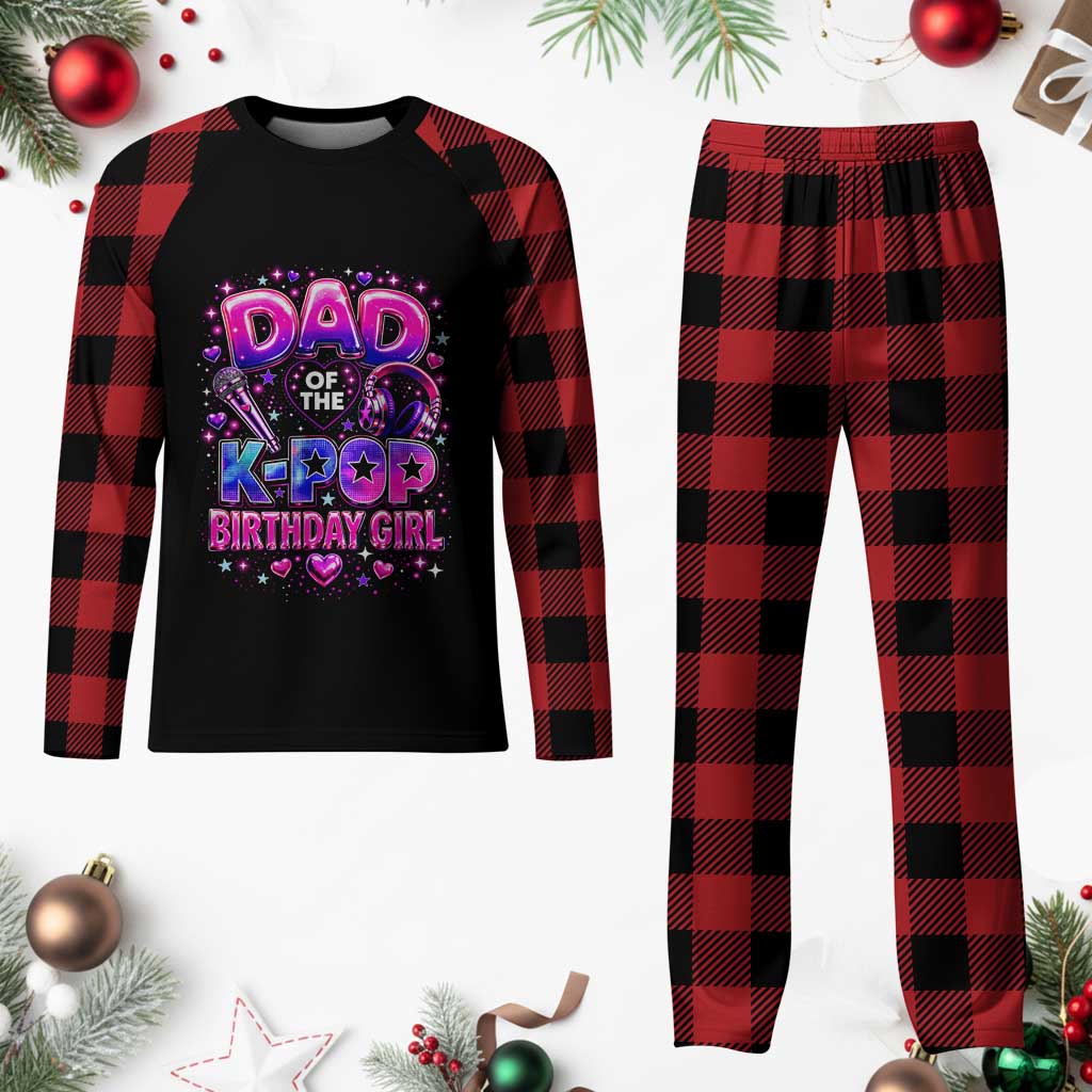 Dad Of The KPop Birthday Girl Glossy Balloon Music Lover Plaid Pajama Set Cute Family Matching Party Graphic TS02 Buffalo Plaid Print Your Wear