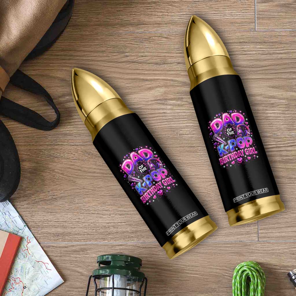 Dad Of The KPop Birthday Girl Glossy Balloon Music Lover Bullet Tumbler Cute Family Matching Party Graphic