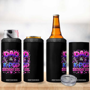 Dad Of The KPop Birthday Girl Glossy Balloon Music Lover 4 in 1 Can Cooler Tumbler Cute Family Matching Party Graphic