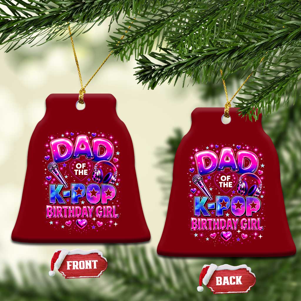 Dad Of The KPop Birthday Girl Glossy Balloon Music Lover Ceramic Ornament Cute Family Matching Party Graphic
