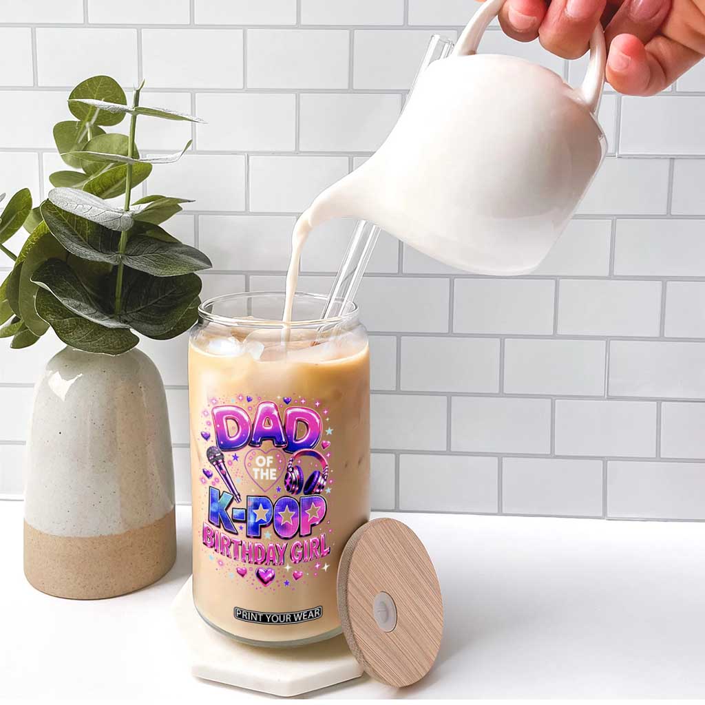 Dad Of The KPop Birthday Girl Glossy Balloon Music Lover Glass Can Cute Family Matching Party Graphic