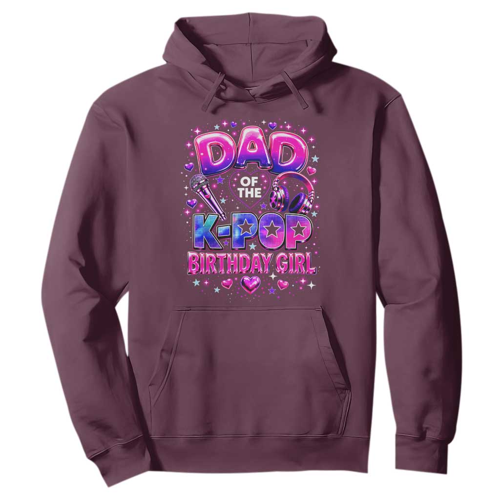 Dad Of The KPop Birthday Girl Glossy Balloon Music Lover Hoodie Cute Family Matching Party Graphic