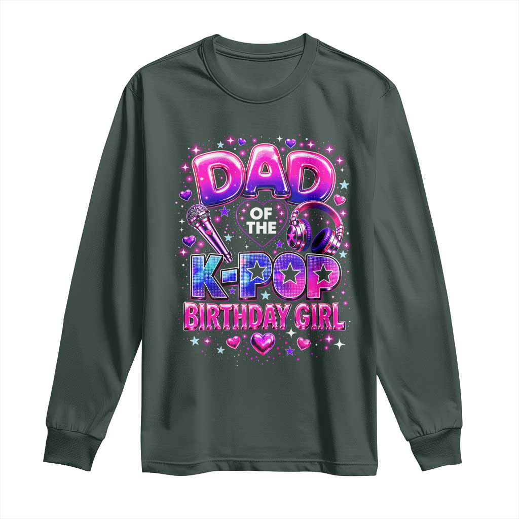 Dad Of The KPop Birthday Girl Glossy Balloon Music Lover Long Sleeve Shirt Cute Family Matching Party Graphic