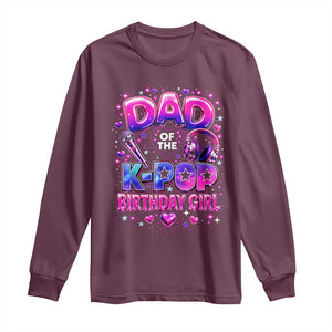 Dad Of The KPop Birthday Girl Glossy Balloon Music Lover Long Sleeve Shirt Cute Family Matching Party Graphic