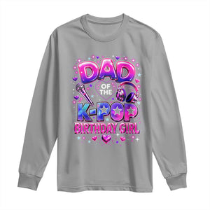 Dad Of The KPop Birthday Girl Glossy Balloon Music Lover Long Sleeve Shirt Cute Family Matching Party Graphic