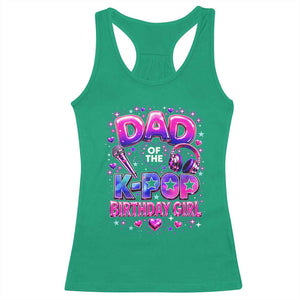 Dad Of The KPop Birthday Girl Glossy Balloon Music Lover Racerback Tank Top Cute Family Matching Party Graphic