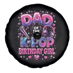 Dad Of The KPop Birthday Girl Glossy Balloon Music Lover Spare Tire Cover Cute Family Matching Party Graphic