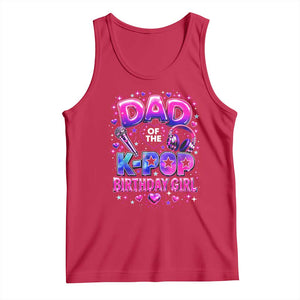 Dad Of The KPop Birthday Girl Glossy Balloon Music Lover Tank Top Cute Family Matching Party Graphic