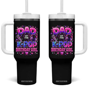 Dad Of The KPop Birthday Girl Glossy Balloon Music Lover Tumbler With Handle Cute Family Matching Party Graphic