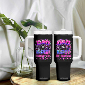 Dad Of The KPop Birthday Girl Glossy Balloon Music Lover Tumbler With Handle Cute Family Matching Party Graphic