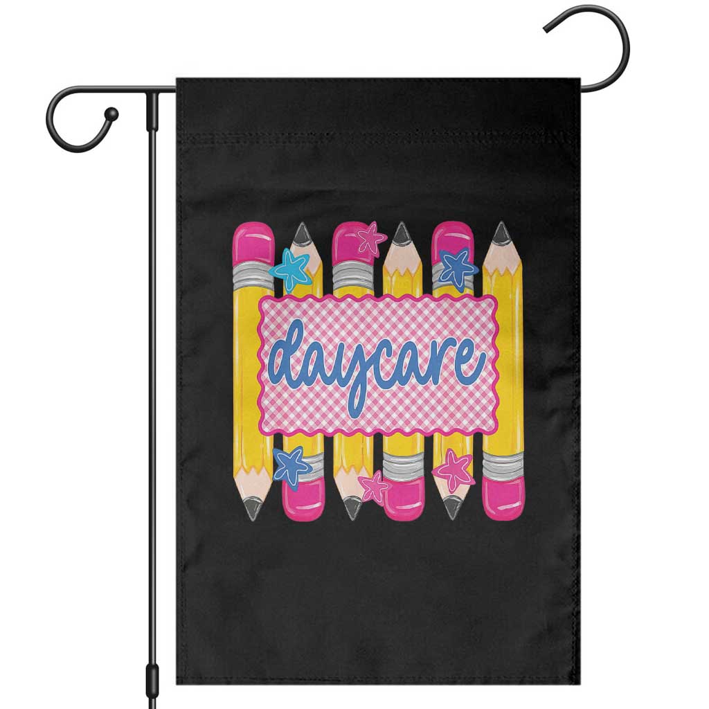 Cute Daycare Teacher Yellow Pencils Graphic Garden Flag Retro Back to School Childcare Gift TS02 Black Print Your Wear