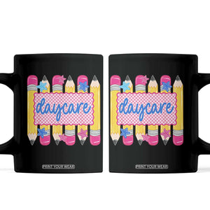 Cute Daycare Teacher Yellow Pencils Graphic Coffee Mug Retro Back to School Childcare Gift