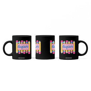 Cute Daycare Teacher Yellow Pencils Graphic Coffee Mug Retro Back to School Childcare Gift