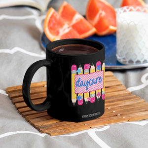Cute Daycare Teacher Yellow Pencils Graphic Coffee Mug Retro Back to School Childcare Gift