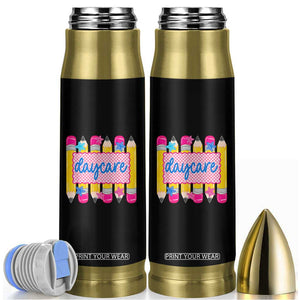 Cute Daycare Teacher Yellow Pencils Graphic Bullet Tumbler Retro Back to School Childcare Gift