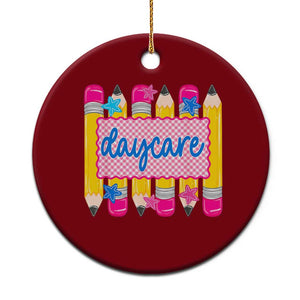 Cute Daycare Teacher Yellow Pencils Graphic Ceramic Ornament Retro Back to School Childcare Gift
