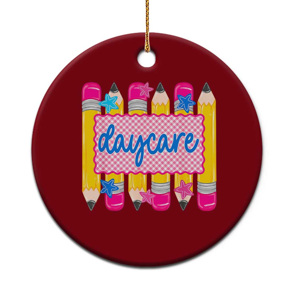 Cute Daycare Teacher Yellow Pencils Graphic Ceramic Ornament Retro Back to School Childcare Gift TS02 1pc Red Print Your Wear