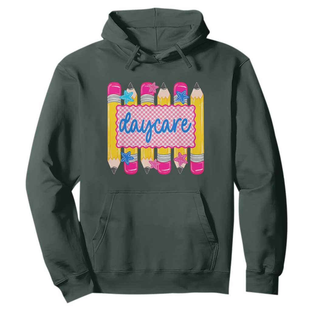 Cute Daycare Teacher Yellow Pencils Graphic Hoodie Retro Back to School Childcare Gift