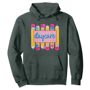 Cute Daycare Teacher Yellow Pencils Graphic Hoodie Retro Back to School Childcare Gift