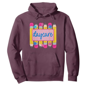 Cute Daycare Teacher Yellow Pencils Graphic Hoodie Retro Back to School Childcare Gift
