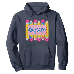 Cute Daycare Teacher Yellow Pencils Graphic Hoodie Retro Back to School Childcare Gift