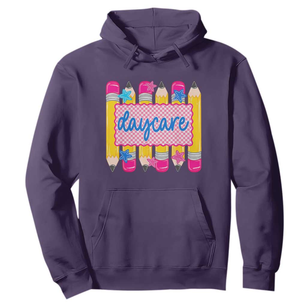 Cute Daycare Teacher Yellow Pencils Graphic Hoodie Retro Back to School Childcare Gift
