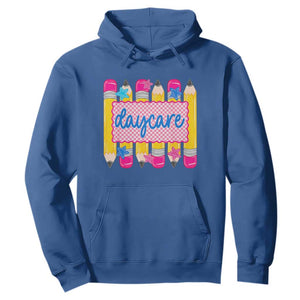Cute Daycare Teacher Yellow Pencils Graphic Hoodie Retro Back to School Childcare Gift
