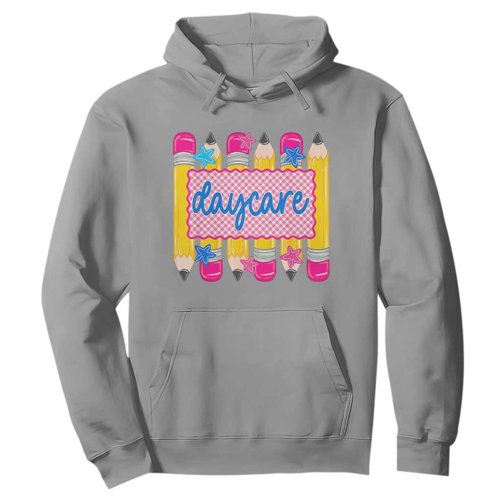 Cute Daycare Teacher Yellow Pencils Graphic Hoodie Retro Back to School Childcare Gift