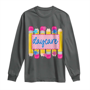 Cute Daycare Teacher Yellow Pencils Graphic Long Sleeve Shirt Retro Back to School Childcare Gift