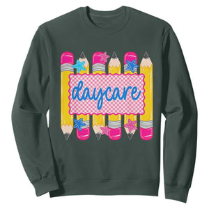 Cute Daycare Teacher Yellow Pencils Graphic Sweatshirt Retro Back to School Childcare Gift