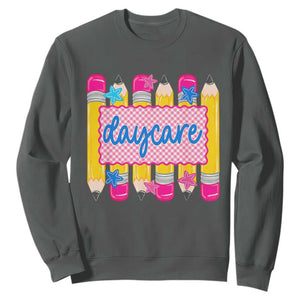 Cute Daycare Teacher Yellow Pencils Graphic Sweatshirt Retro Back to School Childcare Gift