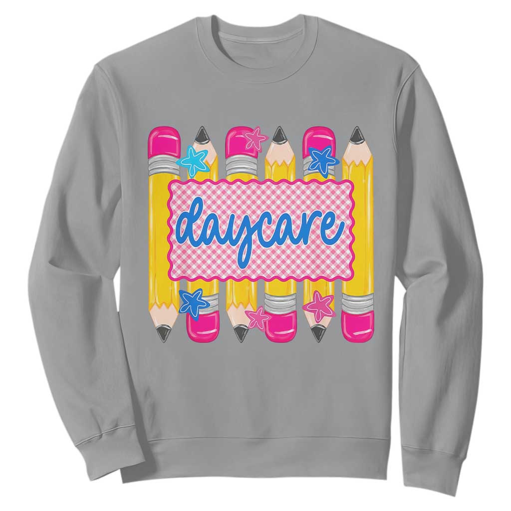 Cute Daycare Teacher Yellow Pencils Graphic Sweatshirt Retro Back to School Childcare Gift