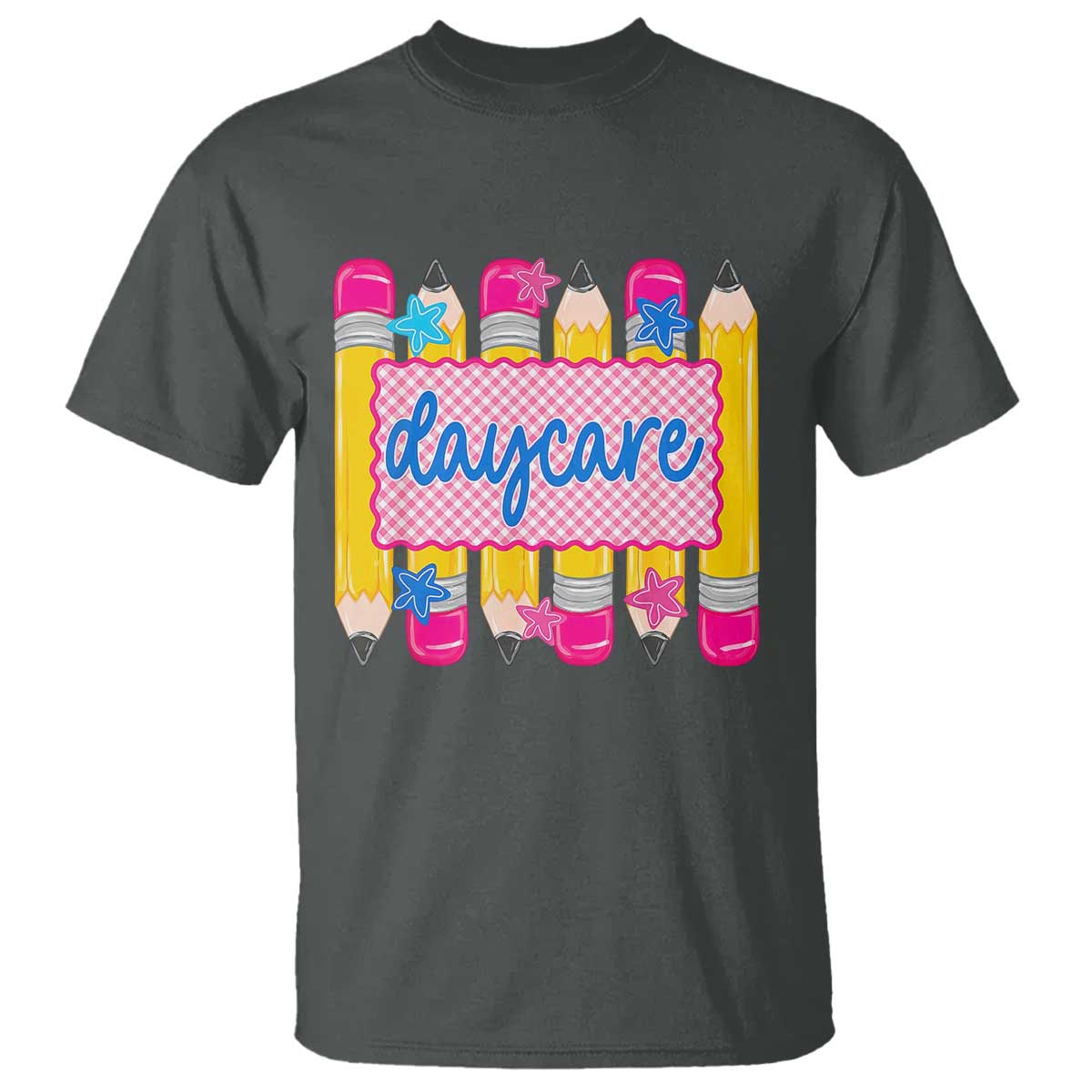 Cute Daycare Teacher Yellow Pencils Graphic T Shirt Retro Back to School Childcare Gift