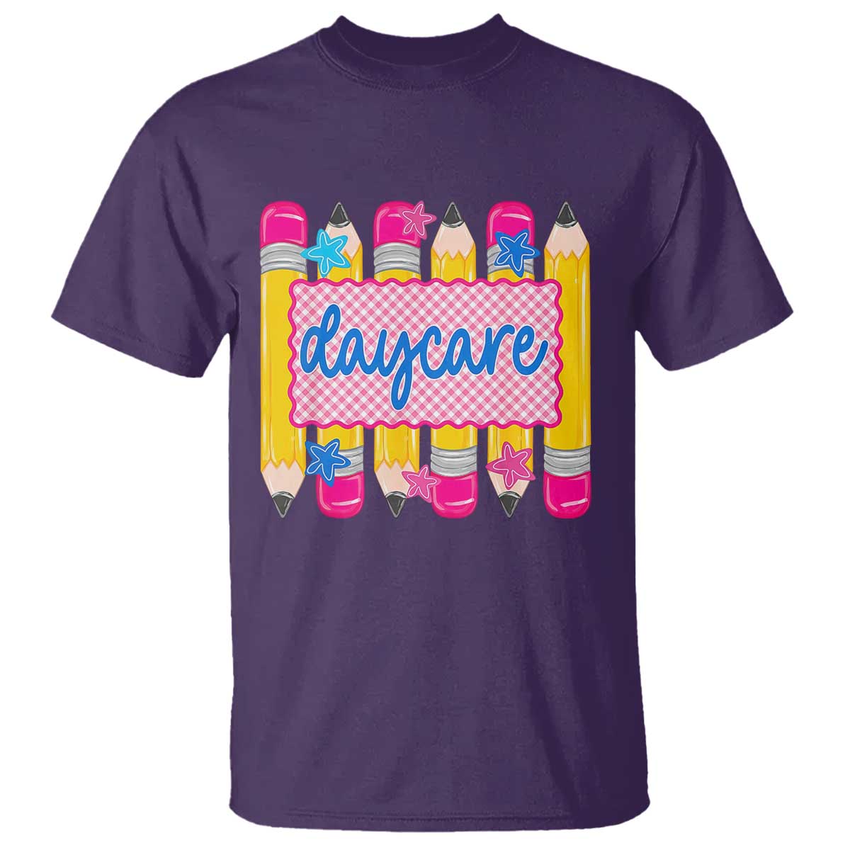 Cute Daycare Teacher Yellow Pencils Graphic T Shirt Retro Back to School Childcare Gift